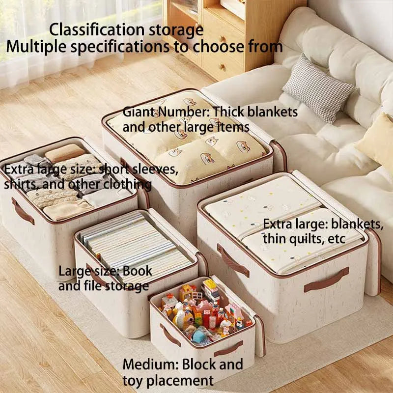 Zippered Storage Box with Lid – Large Capacity Foldable Clothing Organizer for Bedroom & Wardrobe