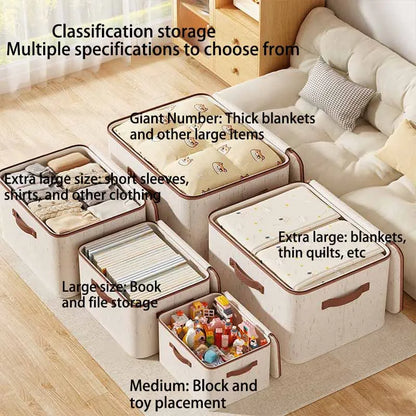 Zippered Storage Box with Lid – Large Capacity Foldable Clothing Organizer for Bedroom & Wardrobe