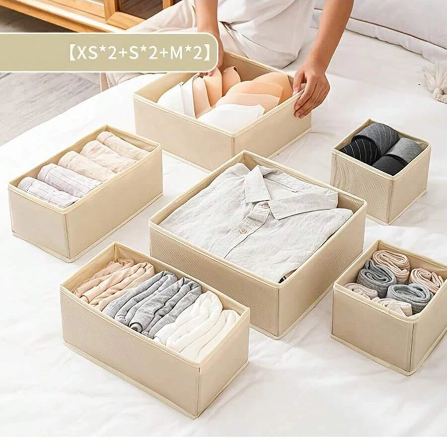 Foldable Underwear Organizer Set (6/12PCS) – Hard Storage Boxes for Bras, Socks & Drawer Closet Organization