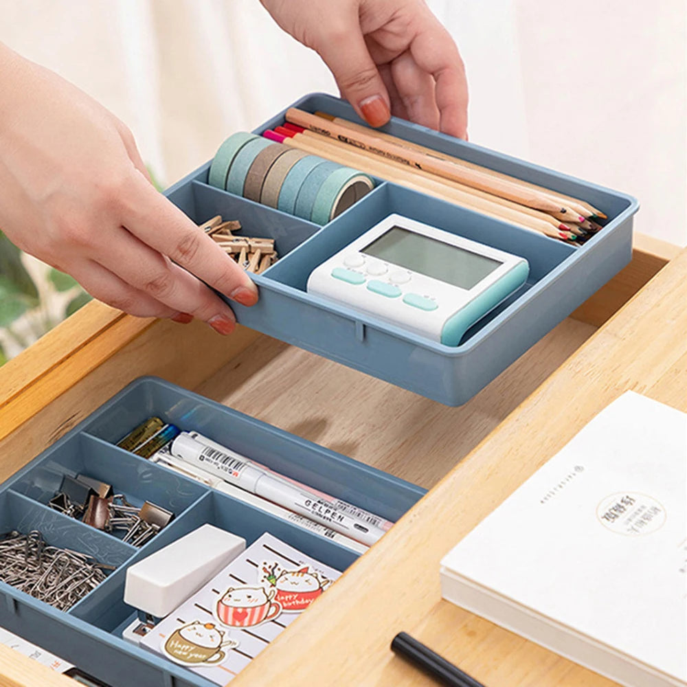 Stackable Desk Drawer Organizer – Multi-Cell Storage Tray for Jewelry, Makeup & Office Supplies