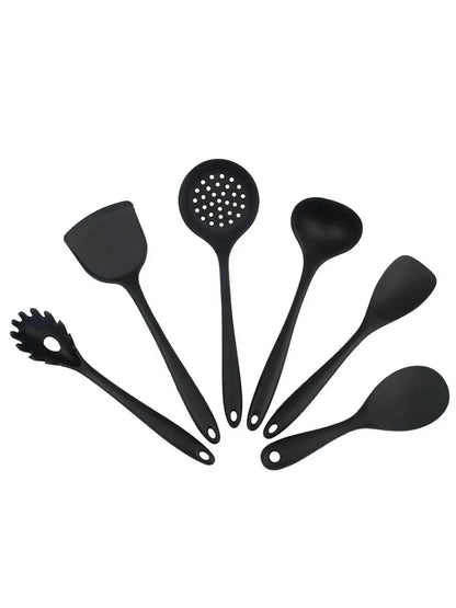 6PCS Silicone Kitchen Utensils Set – Spatulas, Slotted Spoon, Rice Scoop Heat Resistant Cooking Tools