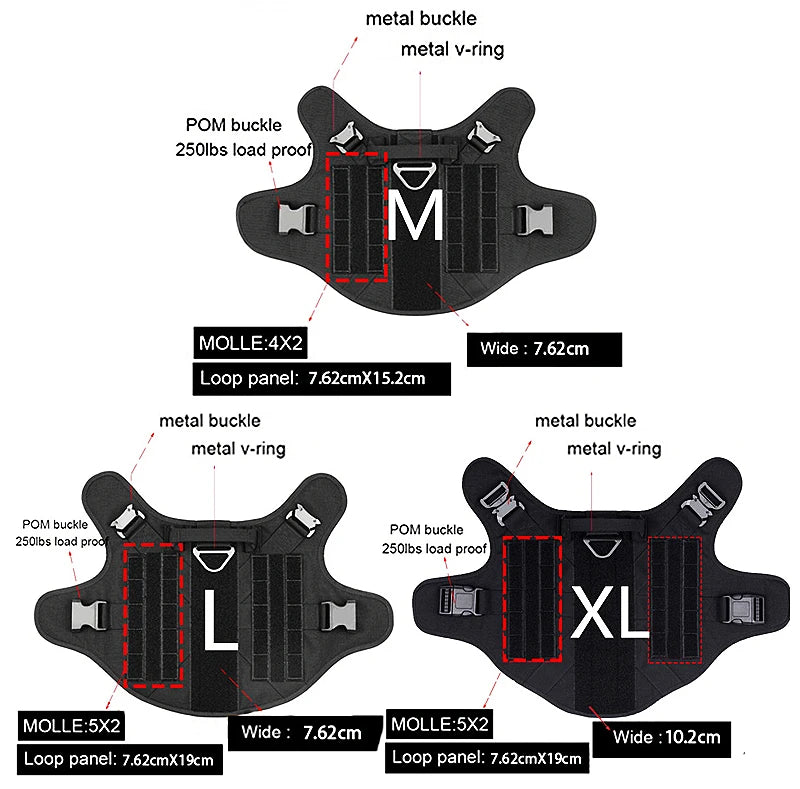 Tactical Dog Harness and Leash Set for Large and Medium Dogs, Military-Style Training Vest for German Shepherd, Golden Retriever, and Working Breeds