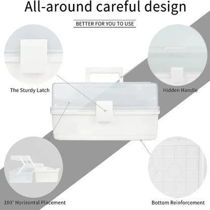 2/3 Layer Large Capacity Foldable Storage Box, Multifunctional Plastic Organizer for Makeup, Jewelry, Hairpins & Nail Art