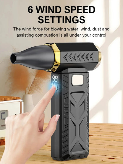 High-Speed Electric Air Blower 1,000,000 RPM Turbo Fan, Portable Dust Cleaner with Vacuum Function, Type-C Rechargeable 55m/s Brushless Jet Blower with LED Display