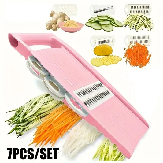 7-in-1 Mandoline Slicer for Kitchen, Multifunctional Food Slicer & Grater for Potatoes, Cheese, Vegetables, Carrots & Cucumbers