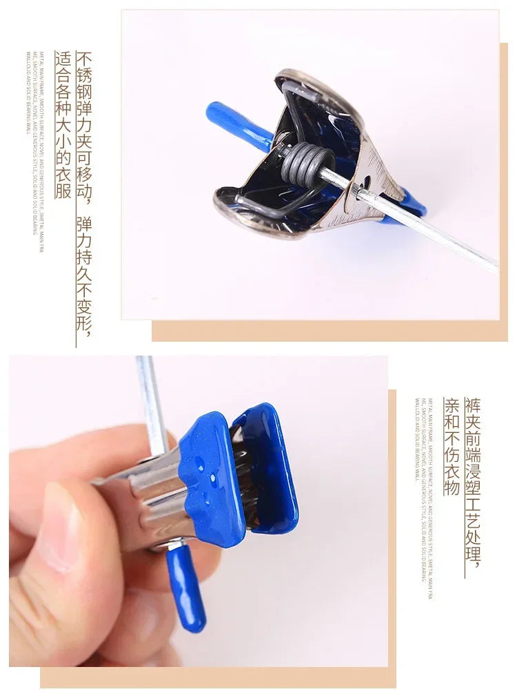 Stainless Steel Pants Hanger with Adjustable Clips – Anti-Slip Skirt & Trousers Rack for Wardrobe Storage