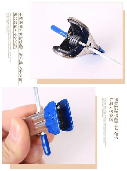 Stainless Steel Pants Hanger with Adjustable Clips – Anti-Slip Skirt & Trousers Rack for Wardrobe Storage