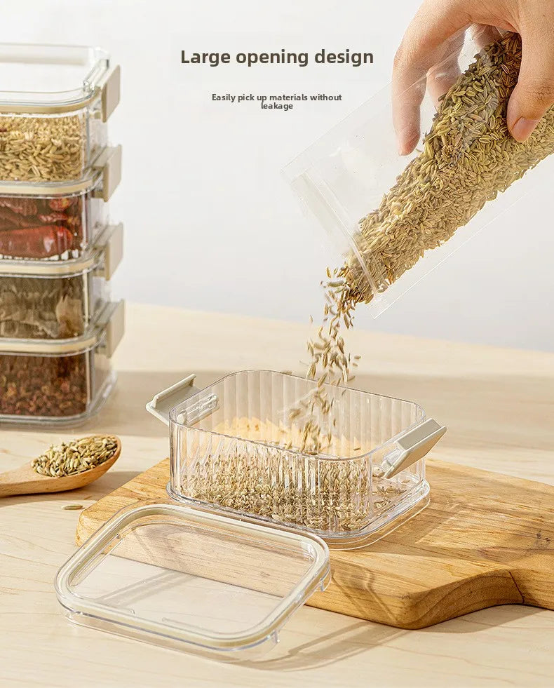 Sturdy Transparent Sealed Kitchen Storage Boxes, Large Capacity Stackable Food Storage Containers for Pantry & Kitchen Organization