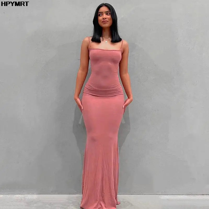 Women’s Satin Slip Maxi Dress Sleeveless Backless Bodycon Gown, Elegant Slim Fit Party Evening Dress for Spring and Special Occasions