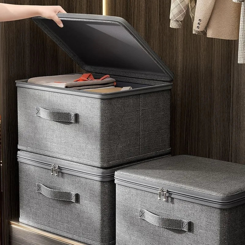 Foldable Cationic Fabric Storage Box with Soft Lid – Multi-Purpose Organizer Bin for Clothes & Toys