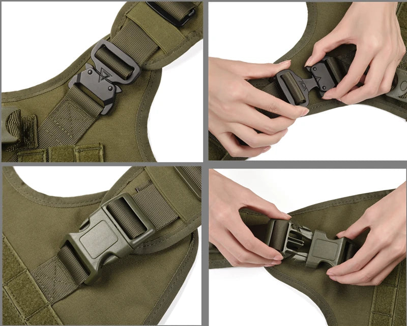 Tactical Dog Harness and Leash Set for Large and Medium Dogs, Military-Style Training Vest for German Shepherd, Golden Retriever, and Working Breeds