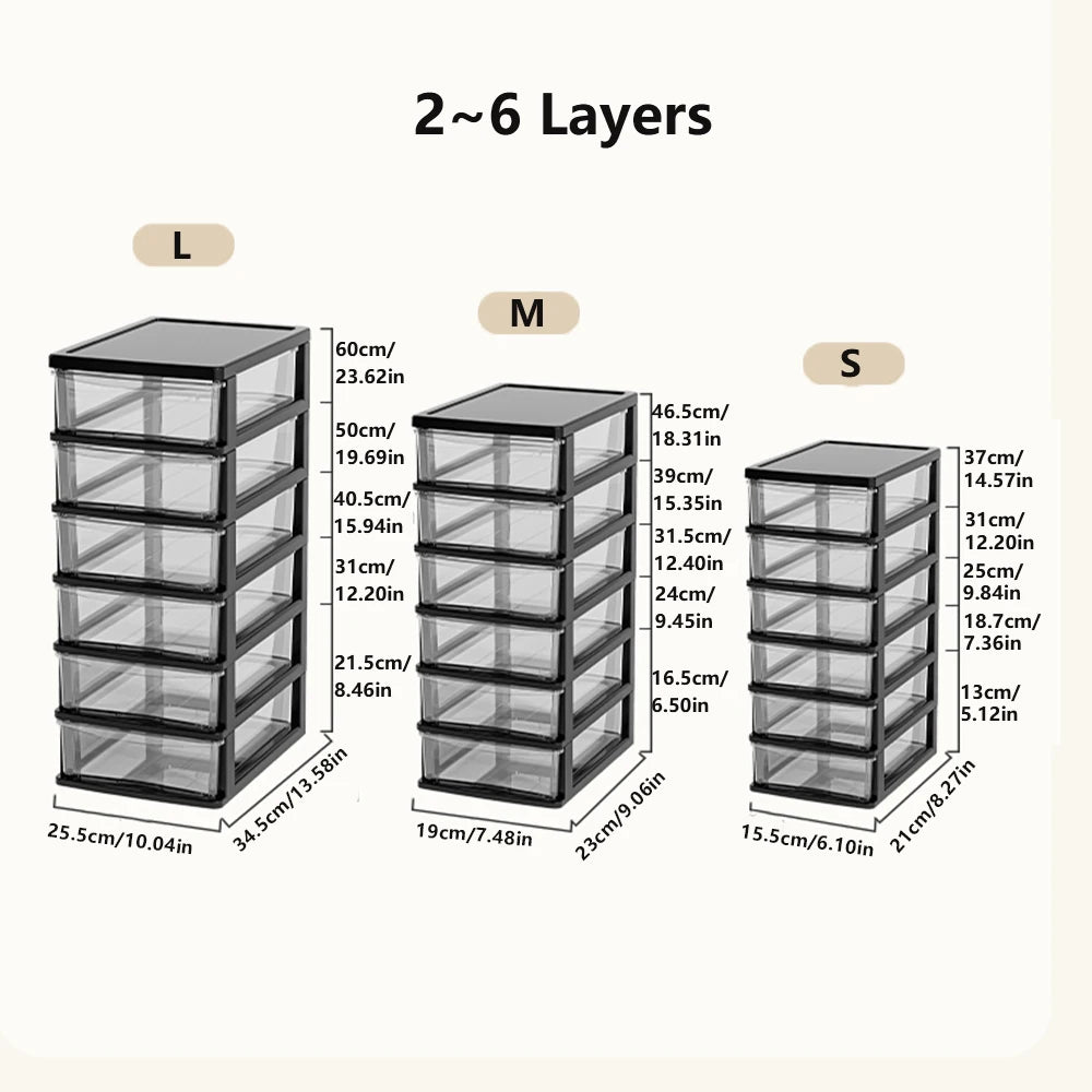Clear Desktop Storage Box with Drawer – Heightened Plastic Table Organizer for Stationery & Cosmetics