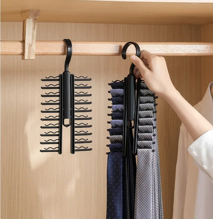 Rotatable Tie Hanger – 20-Row Large Capacity Necktie & Belt Organizer with Skidproof Hooks