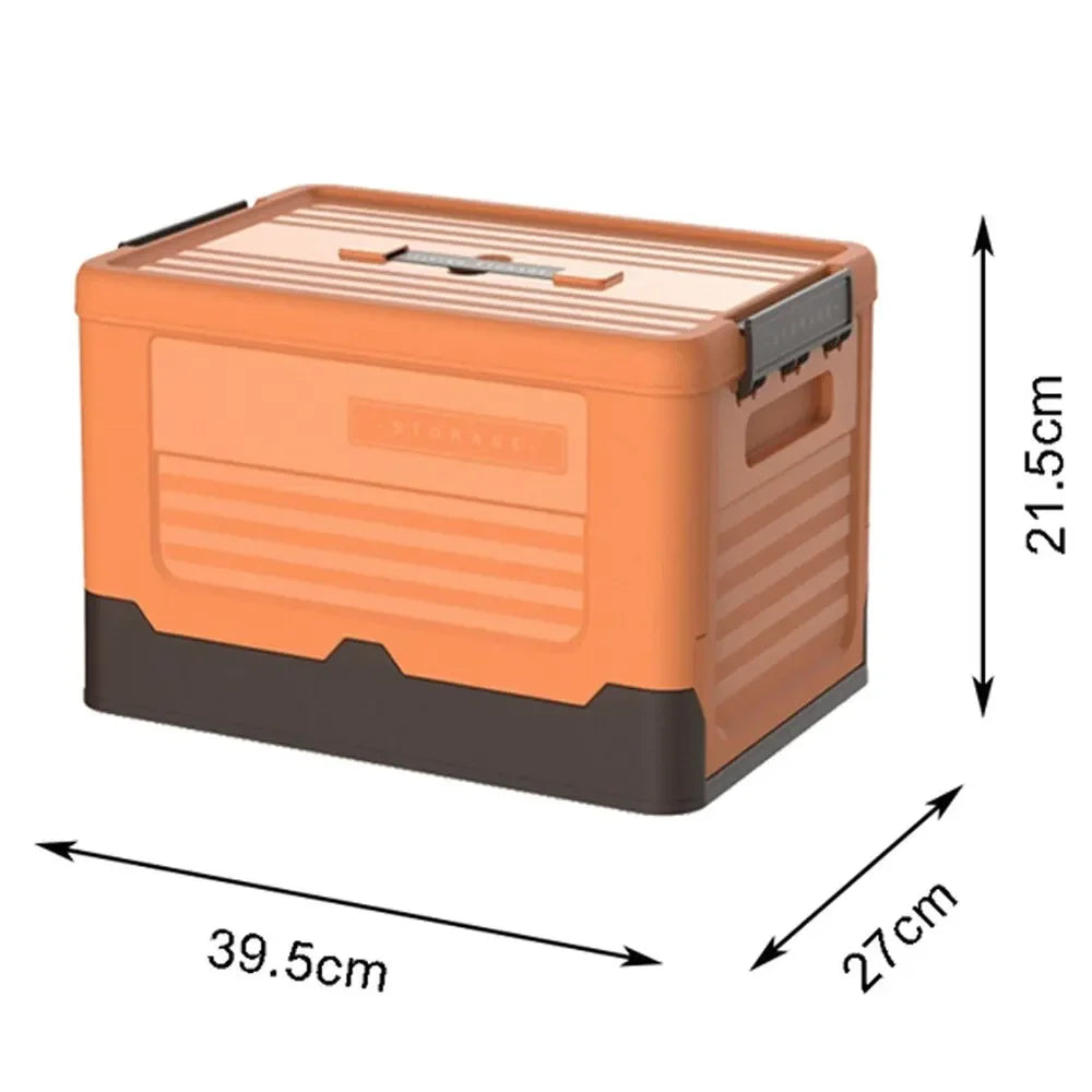 Foldable Plastic Storage Box with Lid, Large Capacity Multifunctional Organizer for Home Goods & Space-Saving Storage