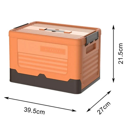 Foldable Plastic Storage Box with Lid, Large Capacity Multifunctional Organizer for Home Goods & Space-Saving Storage