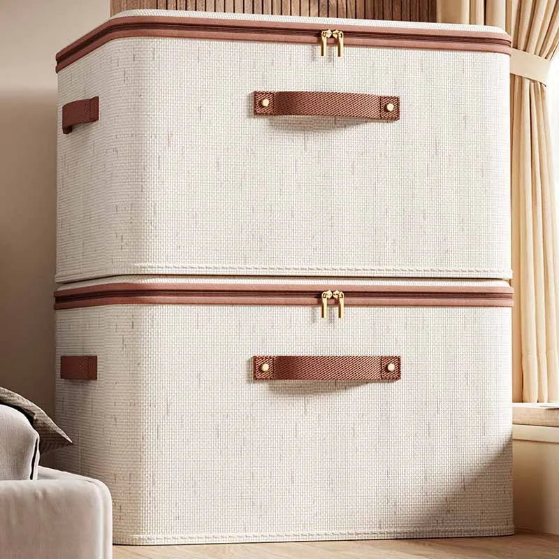 Zippered Storage Box with Lid – Large Capacity Foldable Clothing Organizer for Bedroom & Wardrobe