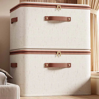 Zippered Storage Box with Lid – Large Capacity Foldable Clothing Organizer for Bedroom & Wardrobe