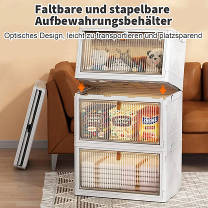 Folding Storage Box with Wheels, 2/4/5 Layer Stackable Storage Bins for Home Organization