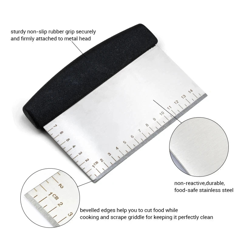 FAIS DU Stainless Steel Pizza Dough Cutter – Pastry Bench Scraper with Measuring Scale