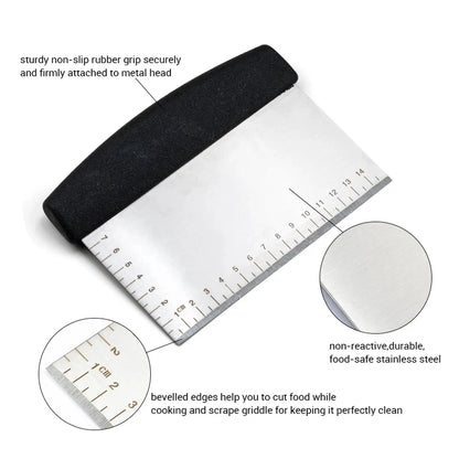 FAIS DU Stainless Steel Pizza Dough Cutter – Pastry Bench Scraper with Measuring Scale