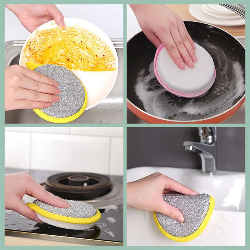 Double-Sided Dishwashing Sponge – Reusable Dish Wash Sponge for Pans, Pots, and Kitchen Cleaning