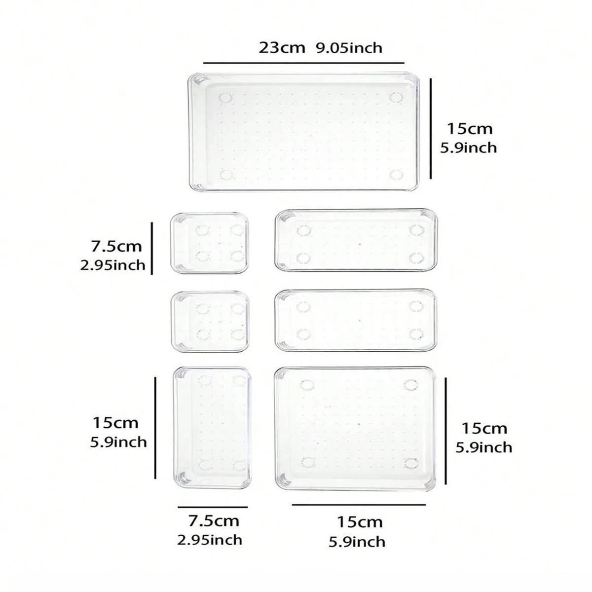 Clear Desk Drawer Organizer Set – Transparent Plastic Storage Boxes for Makeup, Bathroom & Office