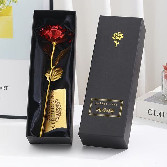 Golden Foil Rose Gift Box Set for Mother'S Day Birthday Party Gift for Girlfriend Faux Rose Gift Box