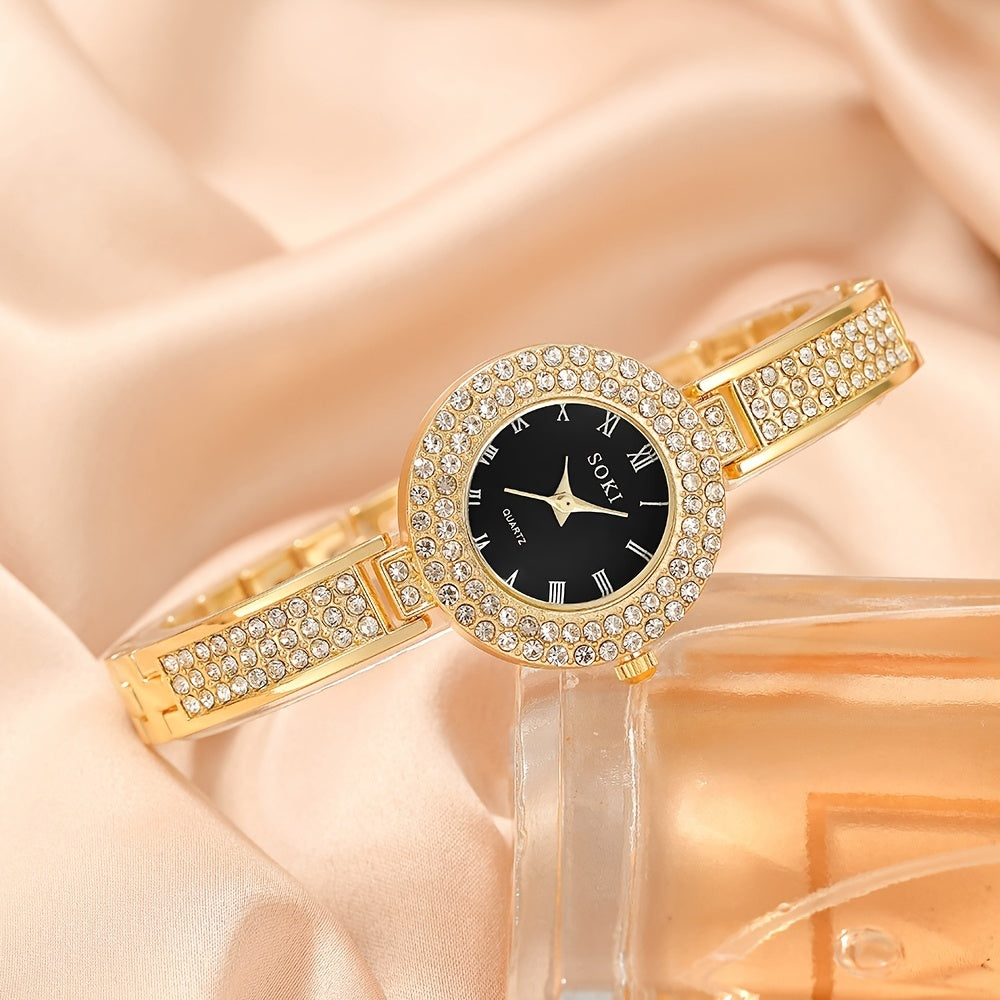Ultra Thin Bracelet Watches For Women Sparkle Rhinestone Ladies Dress Analog Quartz Watch Small Dial Wrist Watches