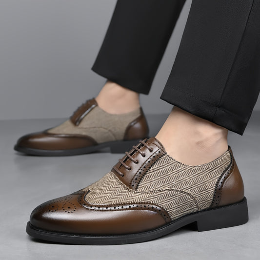 New Men's Casual Business Shoes, Brogue Dress Shoes, Lace-up Casual Men's Shoes, Suit Groomsmen Wedding Shoes, Loafers, Carved Trendy Low-Top Shoes