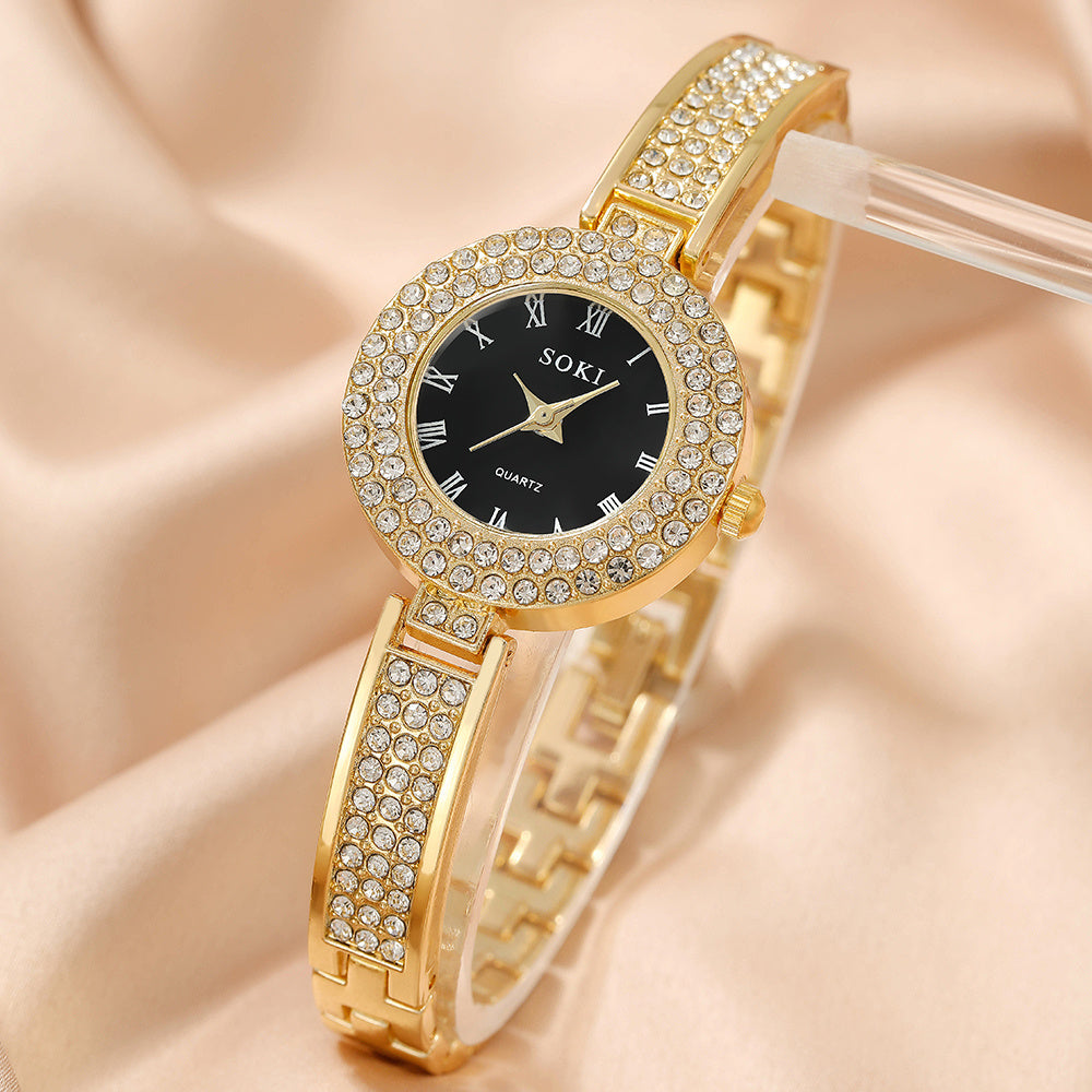 Ultra Thin Bracelet Watches For Women Sparkle Rhinestone Ladies Dress Analog Quartz Watch Small Dial Wrist Watches