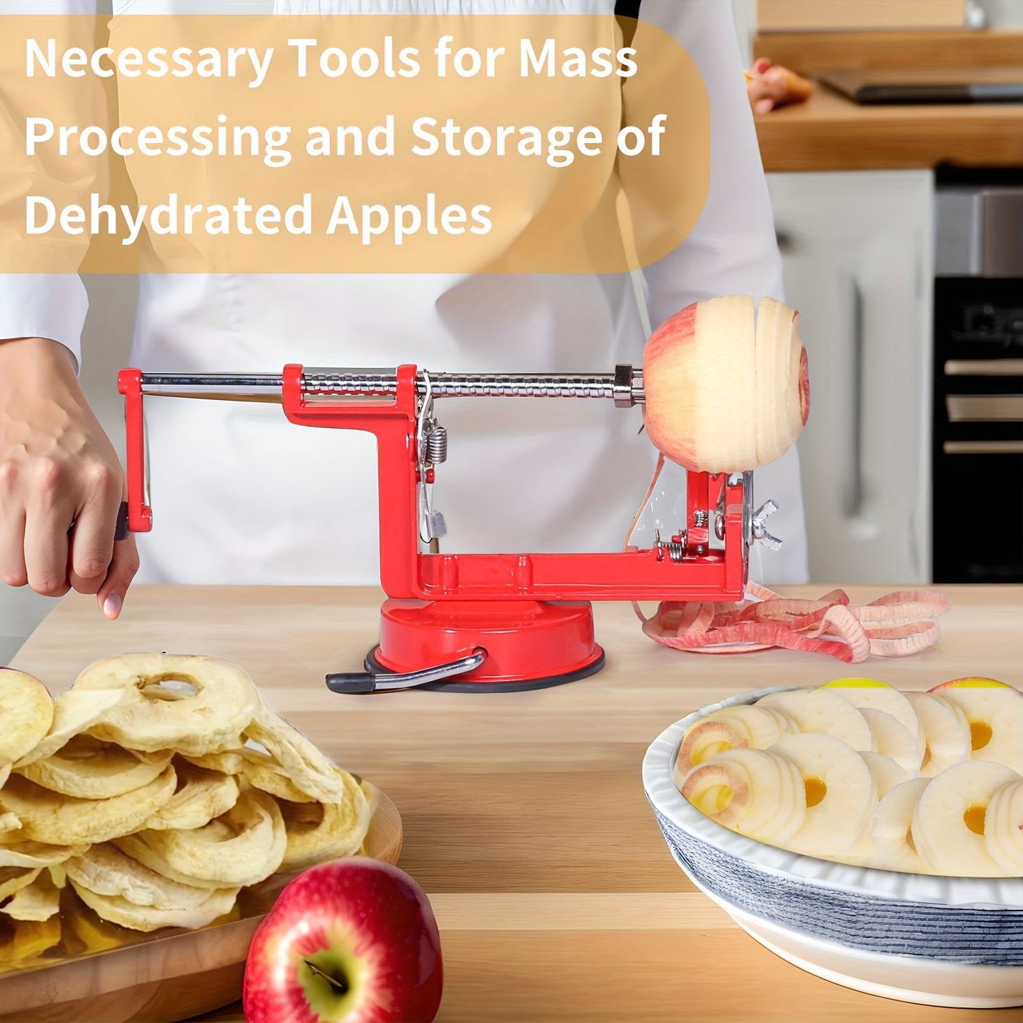 Apple Peeler Corer 3 In 1 Apple Peeler Slicer Corer With Powerful Suction Base And Stainless Steel Blades