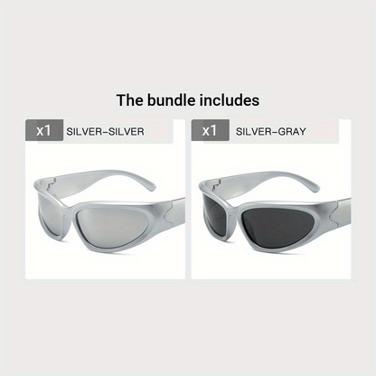 Classic Punk Women Steampunk Oval Wrap Around Mirrored Cycling Eyewear fashion glasses