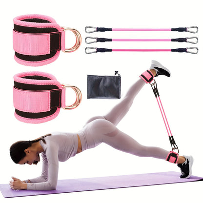 6-Piece Ankle Resistance Band Set for Leg & Glute Training - Adjustable Multifunctional Fitness Straps with Workout Guide for Home and Gym Exercise - Middle Tension Pull Rope for Sports and Fitness - Ideal for Valentine's Day
