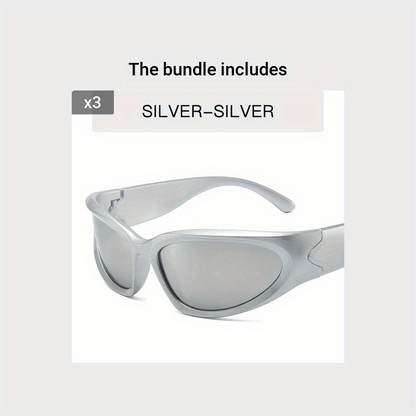 Classic Punk Women Steampunk Oval Wrap Around Mirrored Cycling Eyewear fashion glasses