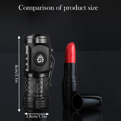 High-brightness mini flashlight, 3 high-brightness LED cores, frog-eye lens, 14500 battery, ultra-bright USB rechargeable, clip-on design, only 50g, lightweight and portable, suitable for home use, night road lighting, outdoo