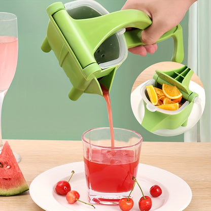 1pc Green Multifunctional Manual Citrus Juicer - Compact Handheld Fruit Squeezer for Oranges, Lemons & More, Durable Plastic Design for Easy Juicing at Home, Home Juice Making | Handheld Juicer | Easyclean Material, Juicer Sq