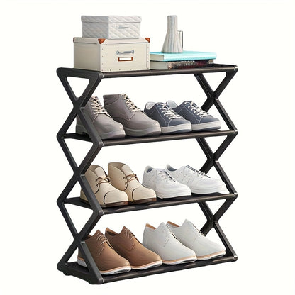 4-Tier Heavy-Duty Shoe Rack - Stainless Steel Load-Bearing Steel Pipes, Space-Saving, Easy to Assemble, Durable Design | Suitable for Entryways and Bedrooms | Modern and Stylish Appearance | Multi-Layer Sneaker Storage with P