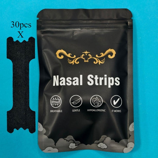 30-Pack Sports Nasal Strips with Enhanced Adhesive for Improved Breathing Performance, Comfortable And Breathable for Sports Use, Designed to Prevent Snoring During Sleep, Available in Black, Wide-Body, And Universal Fit
