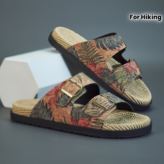 Men's Adjustable Slip-On Sandals with Tropical Floral Print - Lightweight Breathable & EVA Sole for Beach, Hiking, Casual Wear - Unisex Open-Toe Summer Shoes