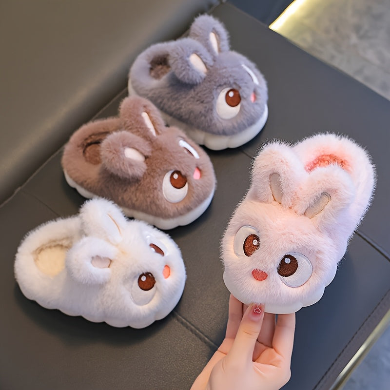 1 Pair of Girls' Cute Cartoon Rabbit Slippers, Suitable for Indoor Wear by Toddlers, for Autumn and Winter Seasons