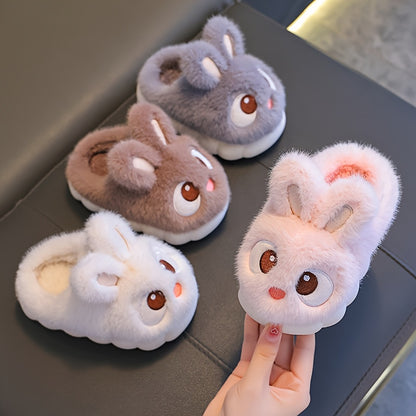 1 Pair of Girls' Cute Cartoon Rabbit Slippers, Suitable for Indoor Wear by Toddlers, for Autumn and Winter Seasons