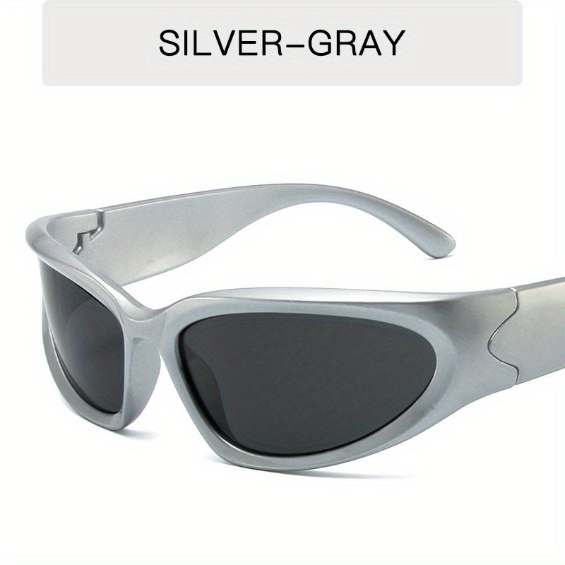 Classic Punk Women Steampunk Oval Wrap Around Mirrored Cycling Eyewear fashion glasses