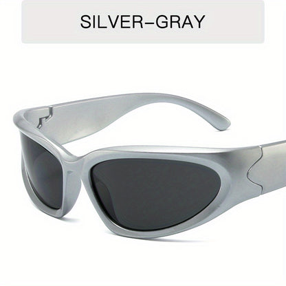 Classic Punk Women Steampunk Oval Wrap Around Mirrored Cycling Eyewear fashion glasses