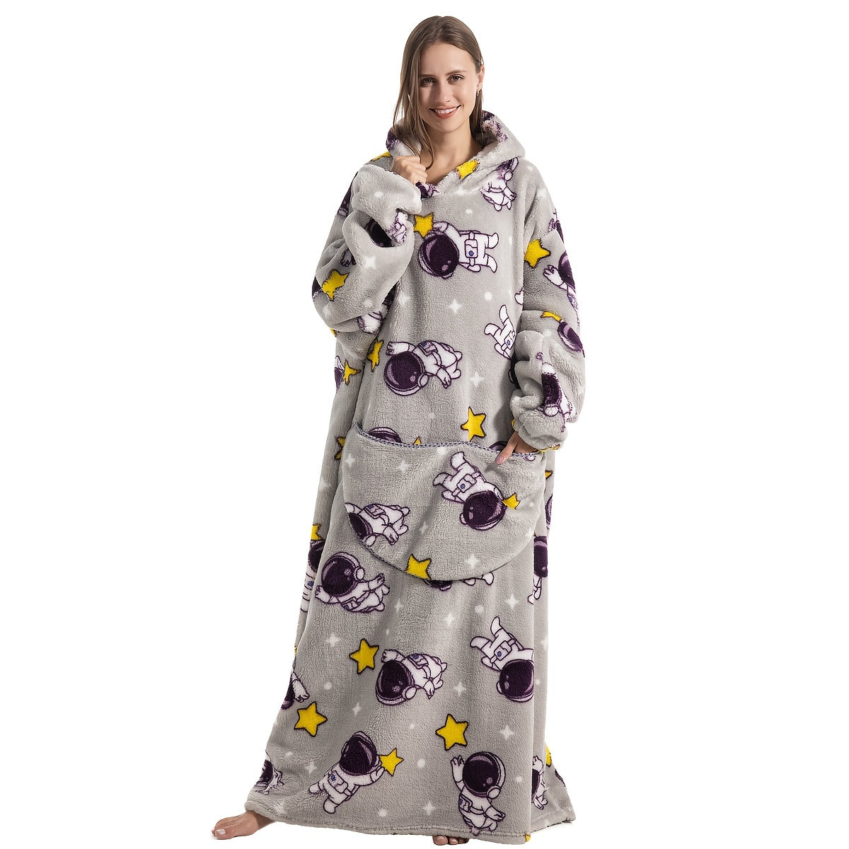 Wearable Blanket Hoodie Plush Soft Warm Hoodie Blanket, Comfy Sweatshirt with Big Pocket for Women & Men Adults