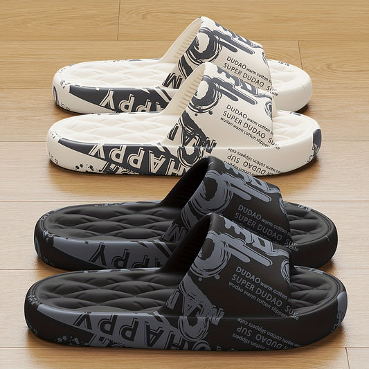 Graffiti Men's Slippers, Outdoor Fashion Trendy Japanese Korean Style, Soft and Comfortable EVA Material