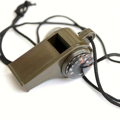 3-in-1 Emergency Whistle with Compass and Thermometer - Perfect for Camping, Hiking, Outdoor Adventures, Refereeing, and Cheerleading - Made of PVC