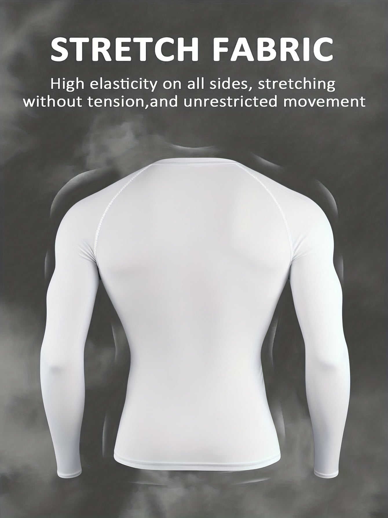 Men's Athletic T-Shirt, Sporty Body-Hugging Fit with High Elasticity, Crew Neck, Long Sleeve, Suitable for Hiking, Jogging, Cycling, and Outdoor Fitness Workouts