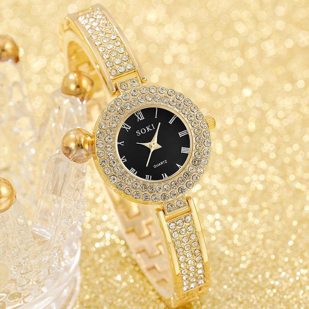 Ultra Thin Bracelet Watches For Women Sparkle Rhinestone Ladies Dress Analog Quartz Watch Small Dial Wrist Watches