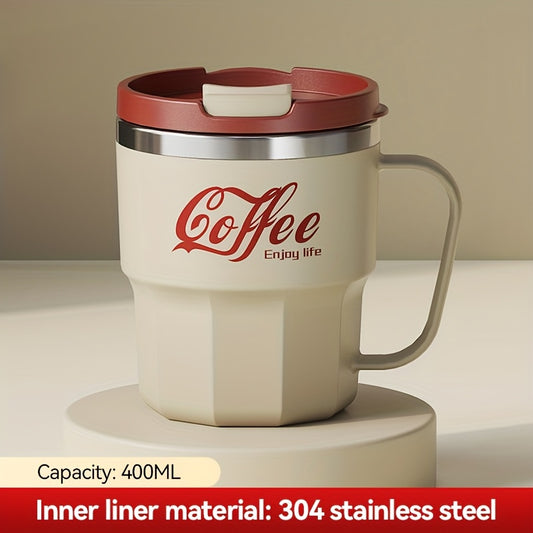 1pc 304 Stainless Steel Coffee Cup with Lid | Double-Walled, Leakproof Travel Mug for Hot and Cold Beverages, Ideal for Office and Parties, Perfect Gift for Christmas, Valentine's, Mother'S Day, Thanksgiving - WKEFF