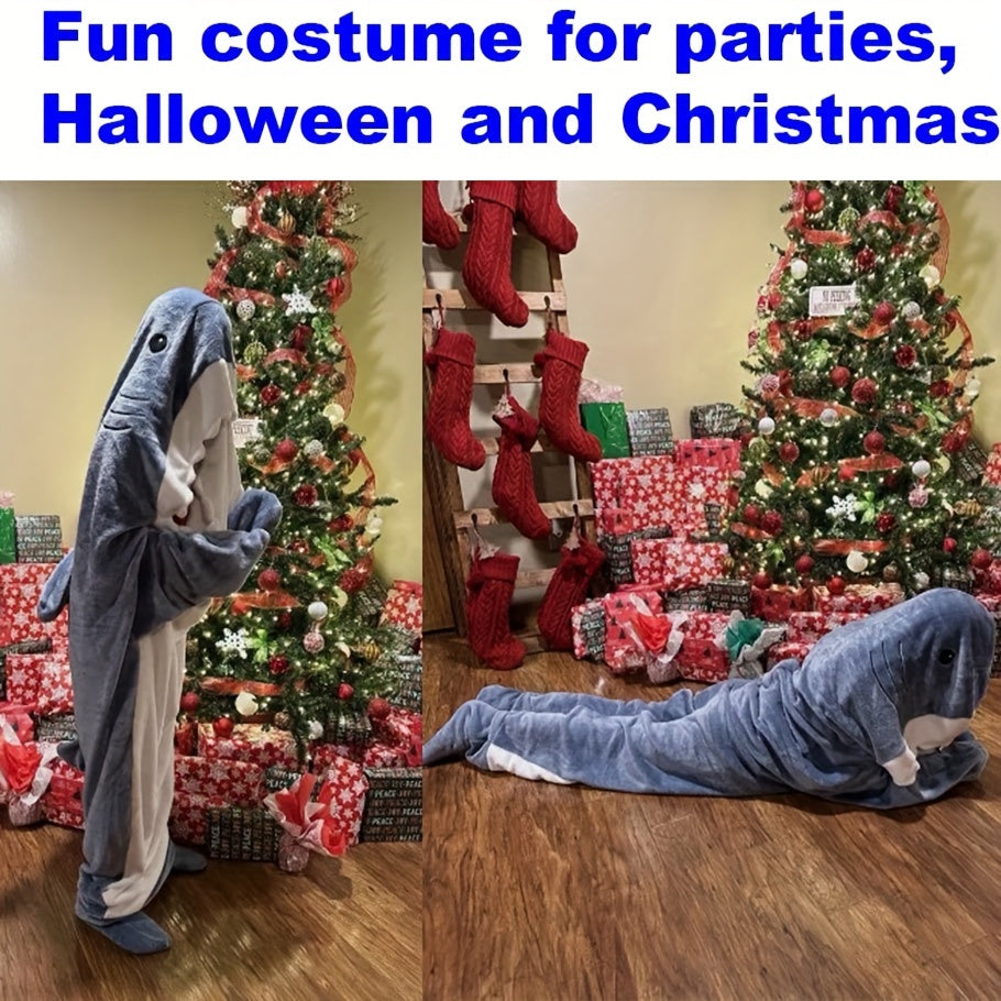 Wearable Shark Blanket Hoodie & Shark Sleeping Bag - Soft Cozy Shark Costume for &, Bedspread with Shark Bedcover, Machine Washable Shark Themed Sleepwear for Themed Parties & Bedtime ()